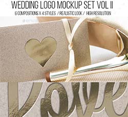 高档婚礼主题标签模型：Wedding Logo Mockup Set Vol II